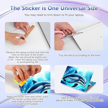 Laptop Skin Sticker Decal Cover,Cute Dolphin | DIGTIALL Universal Laptop Skin Sticker, Waterproof Removable Notebook Decal Protector Cover for 12 13 14 15 Inch Laptops - color: Cute Dolphin