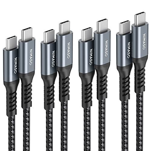 NIMASO USB C to C Cable 4Pack[10ft+6.6ft+3.3ft+1ft], Type C Charger Cord for iPhone 15/15 Pro/15 Plus,iPad Mini 6/ Pro,iPad Air 4,MacBook Pro 2020,Samsung Galaxy S23,Switch - color: Grey