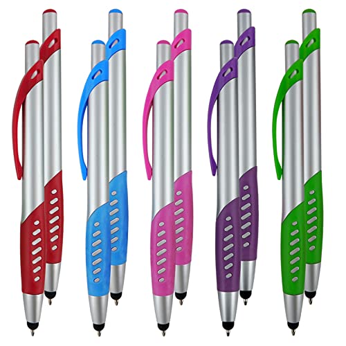 Stylus Pen, 2 in 1 Capacitive Stylus & Ballpoint Click Pen with Comfort Grip for Universal Touchscreen Devices, Tablets,iPad, iPhone 6,6 Plus, iPod, Android, Samsung Galaxy(Silver 10 Pack) - color: Silver, size: 10 Pack
