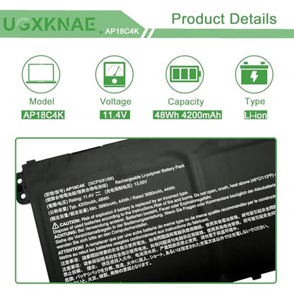 AP18C4K Battery Replacement for Acer Aspire 5 A515-43 A515-43G A515-43-R057 A515-43-R19L A515-44 A515-44G Spin 3 SP314-54N SP314-54N-54XS A515-43-R057 A515-44G-R26L 11.4V 48Wh