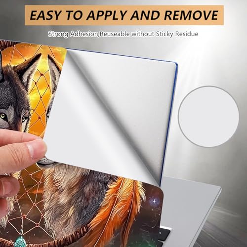 Laptop Skin Sticker for 12.1”-15.6“ Laptops (Fits 13”, 13.3”, 14”, 15”, 15.4”) | Protective Universal Reusable Vinyl Art Decal Cover | Waterproof & Scratch-Resistant-2 Wolves in Dream cathcer - color: 2 wolves in dream cathcer