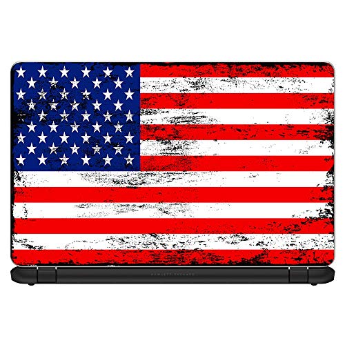 Flags | Custom Fit Made to Order Laptop Notebook Skin Vinyl Sticker Cover Decal Fits 13.3" 14" 15.6" 16" HP Lenovo Apple Mac Dell Compaq Acer American Flag Distressed red White Blue - color: Style 4