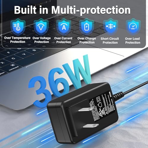 12V 3A Laptop Charger Replacement Fit for Naclud X15 15.6 Inch 15.6" Laptop | Power Cord AC Adapter Fit for Naclud-X15 15.6" Laptop Quad-Core Celeron N5095, Power Supply for FUNYET Duetbook 14 NY-01