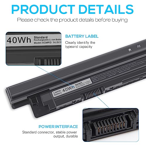 40Wh XCMRD FW1MN 4WY7C Battery for Dell Inspiron 15 3000 3542 3543 3531 3541 3521 3537,15R 5537 5521,17R 5721 5737,17 3737 3721,14 3421 3437 3443,14R 5421 5437,Vostro 2521 2421,Latitude 3540 3440 P28F - size: 10.7*2*0.78inch XCMRD