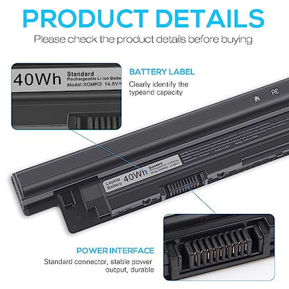 40Wh XCMRD FW1MN 4WY7C Battery for Dell Inspiron 15 3000 3542 3543 3531 3541 3521 3537,15R 5537 5521,17R 5721 5737,17 3737 3721,14 3421 3437 3443,14R 5421 5437,Vostro 2521 2421,Latitude 3540 3440 P28F - size: 10.7*2*0.78inch XCMRD