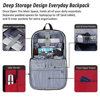 MAXTOP Deep Storage Laptop Backpack Business Anti-theft Backpacks[Water Resistant] College Computer Bookbag Fits 16 Inch Laptop - color: Red, size: 15.6 inch, style: Daypack Backpacks