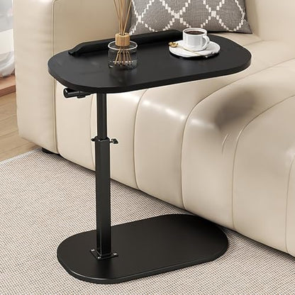C Table End Table Adjustable Height,Round Recliner Side Table,360°Swivel Bathtub Tray Table Withthick Metal Bracket,Small Coffee Tabl,Modern Bedside Table,for Sofa/Bed/Bathtub(Black) - color: Black