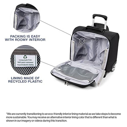 Travelpro Maxlite 5 Softside Rolling Underseat Tote, Black, 14-Inch | Lightweight Carry-On 2-Wheel Upright Luggage, Personal Item Size, Designed for Both Men & Women