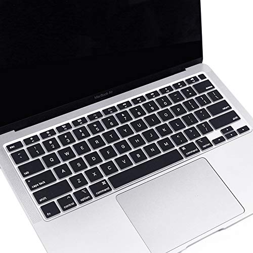 ProElife Ultra Thin Keyboard Cover Skin for 2021-2020 MacBook Air 13 Inch Model A2337 Apple M1 Chip A2179 (U.S Layout) with Touch ID Accessories Keyboard Silicone Protective Skin (Black) | Black, U.S Layout, Non-interference Design for ID Key, Dust-proof,