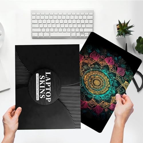 Universal Laptop Skin Sticker with 2 Wrist Pad Skins, Waterproof Scratch Resistant Vinyl Laptop Cover Decal, Cut to Fit for 11–15.6 Inch MacBook HP Dell Lenovo, Mandala - color: Mandalas