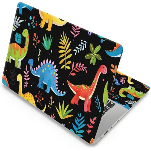 Universal Laptop Skin, DIY Cut-to-Fit Vinyl Cover Compatible with HP, Dell, Lenovo, Mac (13.3" to 15.6"), Anti-Scratch, No Residue & Bubble-Free Protective Decal Sticker, Cute Dinosaur Pattern - color: Cute Dinosaur Pattern