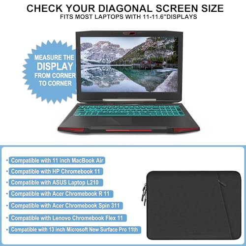 Laptop Case 13 inch, Shockproof Protective Computer Sleeve Cover with Accessories Pocket, Portable Laptop Bag Compatible with New MacBook Air 13 inch, Compatible for MacBook Pro 13 inch, Black - size: 12.5 inch