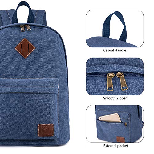 Canvas Laptop Backpack, Durable Rucksack, Travel Bag Fits 15.6 Inch Notebook for Men Women Factory Directly (Blue) - color: Blue