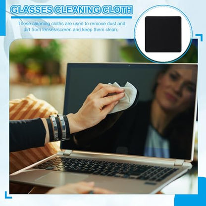 PATIKIL Glasses Cleaning Cloth 7.9" x 7.9", 12 Pcs Microfiber Eyeglasses Cleaner Cloths Soft Suede Wipe Screen for Camera Len Eyeglass Screens Phones Smart Devices, Black - color: Black, size: 7.9" x 7.9"