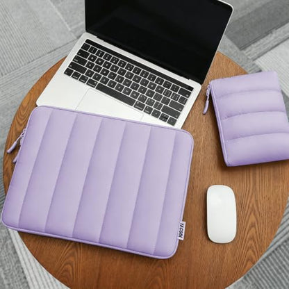 TECOOL Puffy Laptop Case 13.3 inch,13 MacBook Neo Sleeve with Small Bag | 13.-13.3 inch Laptop sleeve for MacBook Air 13 inch M5(2026) M4 M3 M2 M1,Mac Pro 13/Pro 14 Waterproof Notebook Sleeve,Purple - color: Purple, size: 13.3 Inch