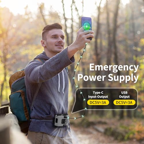 Socool 20000mAh Portable Waist Fan Clip on Wearable Belt Personal Fan Rechargeable, 40H Cooling Battery Operated with 10 Speeds & Dual Air Outlets, Neck Fans Hanging for Outdoor Jobsite Camping - color: Gray