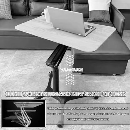 Mobile Laptop Desk Home, Lift Stand Up Desk with Casters, Large Capacity Mobile Study Table, Height Adjustable Sofa Side Table, Easy to Install(Silver) - color: Silver