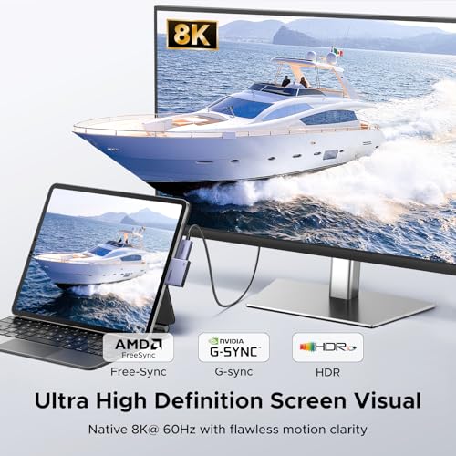 UGREEN USB C to DisplayPort 1.4 Adapter 8K@60Hz with PD 100W Fast Charging | 4K@240Hz, Unidirectional, Thunderbolt 4/3 to DP Compatible with iPhone 17, MacBook Pro/Air/Mini, iPad, Galaxy, Steam Deck
