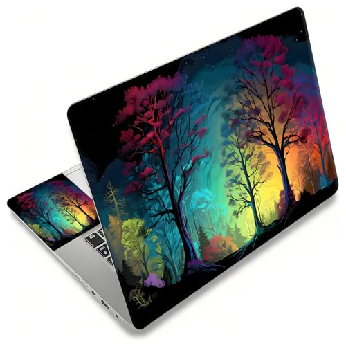 Laptop Skin Sticker Decal, Universal Reusable Vinyl Laptop Cover for 12" 13" 13.3" 14" 15" 15.4" 15.6" Notebook PC, Reusable Waterproof Scratch-Resistant with 2 Wrist Pads,Watercolour Forest - color: Watercolour Forest