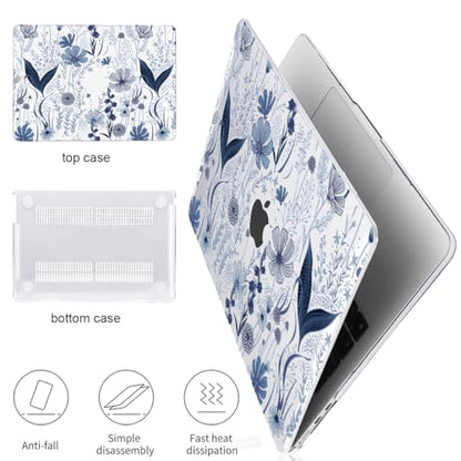 Compatible with MacBook Air 13 inch Case M5 2026 2025-2022 A3449 M4 A3240 M3 A3113 M2 A2681, Plastic Hard Shell Cover for MacBook Air 13.6 inch M5 Case+Keyboard Skin, Navy Blue Wild Flowers - color: Navy Blue Wild Flowers
