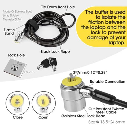 Laptop Cable Lock Hardware Security Cable Lock Anti Theft Combination Lock with Anchor Plate, Laptop-Computer-Security-Locks (5Pack) - size: 5 Packs