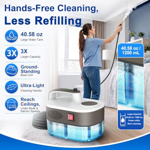 Steam Cleaner 10s Rapid Heating, Chemical-Free Handheld Steamer for Home - 1.2L Tank, 6 Adjustable Levels, Portable Steamer for Car, Grout, Tile, Kitchen