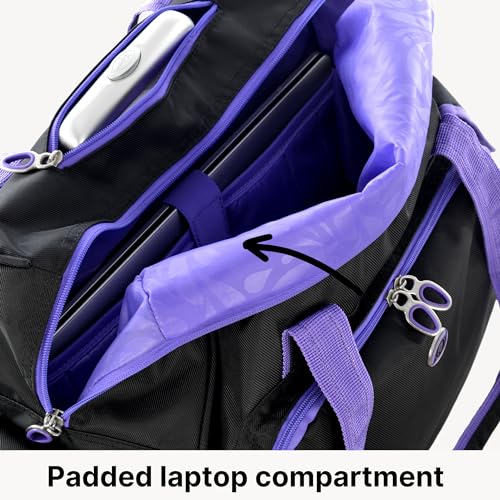 Olympia U.S.A. Deluxe Lightweight Rolling Overnighter Case Overnight Laptop Bag Weekender Travel Carry-On Suitcase Luggage with Wheels and Adjustable Push-Down Handle - color: Black/Purple