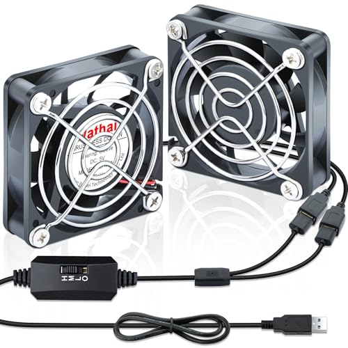 Wathai 2 Pack 60x60x15mm USB Fan 5V Brushless Computer Cooling Fan with 3 Speed Control USB Fans for Cooling PC Case, Raspberry Pi, Electronics Ventilation, Router Radiator, DIY Projects - size: 60x15mm(5V)
