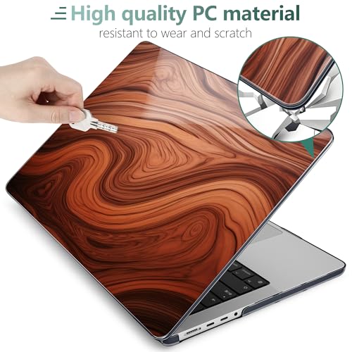 TWOLSKOO Compatible with MacBook Pro 14 inch Case M5 2026 2025-2021 Release M4 M3 M2 M1 Pro/Max Chip, Plastic Hard Shell & Keyboard Cover & USB C to USB Adapter & Screen Film, Wood Grain - color: Wood Grain
