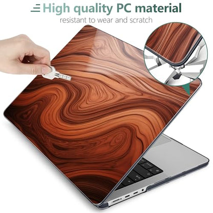 TWOLSKOO Compatible with MacBook Pro 14 inch Case M5 2026 2025-2021 Release M4 M3 M2 M1 Pro/Max Chip, Plastic Hard Shell & Keyboard Cover & USB C to USB Adapter & Screen Film, Wood Grain - color: Wood Grain