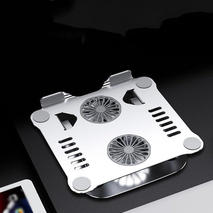 Aluminum Alloy -Layer Folding Notebook Holder with Built-in Fan Heat Dissipation Bracket(Gray) - color: Gray