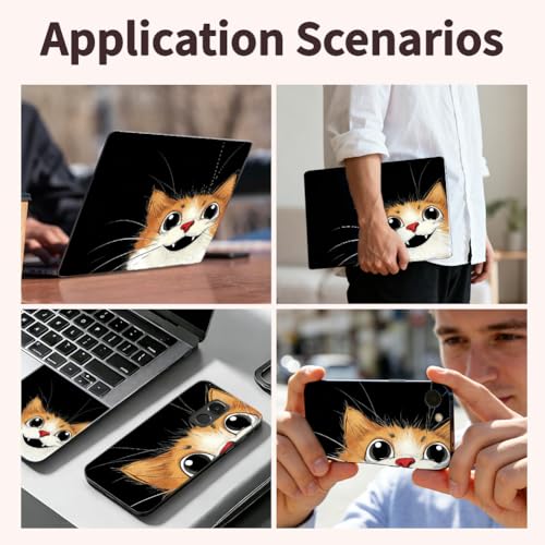 3Pcs Laptop Skin Sticker Decal Cat PVC Laptop Sticker Fits for 12-16 Inch Notebook Waterproof Scratch Proof Pet Animal Universal Notebook PC Personalized Protector Gift - style: cat