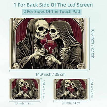 Universal Laptop Skin Decal, 3-Piece Vinyl Protector for 12 13 14 15.6" Notebook, Waterproof Anti-Scratch, Easy Trim & Bubble-Free Finish, Skeleton and His Lover - color: Skeleton and His Lover