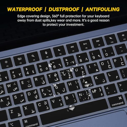Arabic Silicone Keyboard Cover Skin Compatible with 2026 13 inch Apple MacBook Neo 13 A3404 with A18 Pro Chip, MacBook Neo 13-inch Laptop Arabic Language Keyboard Protector - Black - color: Black-Arabic, size: MacBook Neo 13" 2026+