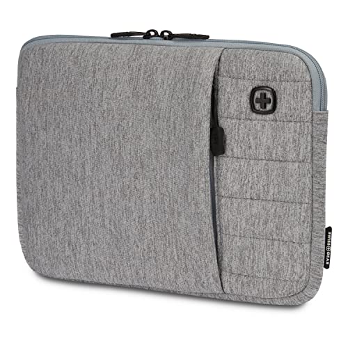 SwissGear Padded Zippered Laptop Sleeve, Micro-Twill Laptop Case with Zippered Front Compartment & Fleece Lining - color: Light Gray Heather, size: 13-Inch