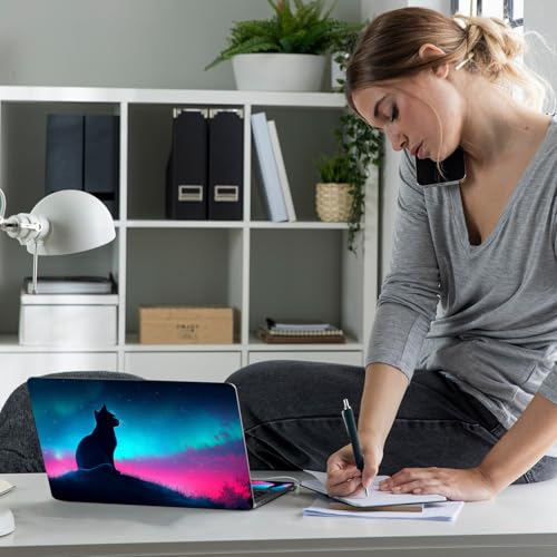 Laptop Skin Sticker Decal 12" 13" 13.3" 14" 15" 15.6",Waterproof Scratch Resistant Vinyl,Reusable Easy to Apply,for MacBook HP Dell Notebooks Netbooks Laptop,2 Wrist Pads,Cute Cat Galaxy - color: Cute Cat Galaxy
