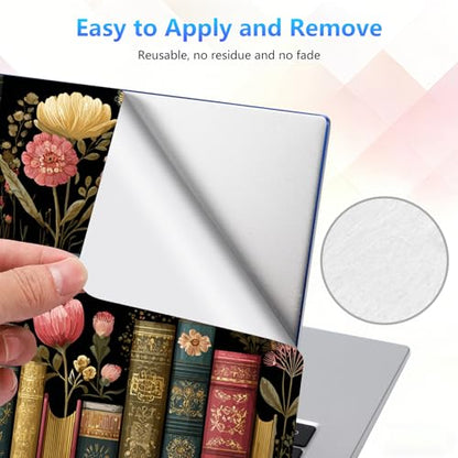 Laptop Skin Sticker Decal 15-15.6 Inch with Cute Mouse Pad, Universal Reusable Vinyl Sticker for 12.1 13 13.3 14 15.4 Inch Netbook and Notebook PC, Bookcase Floral - color: Bookcase Floral