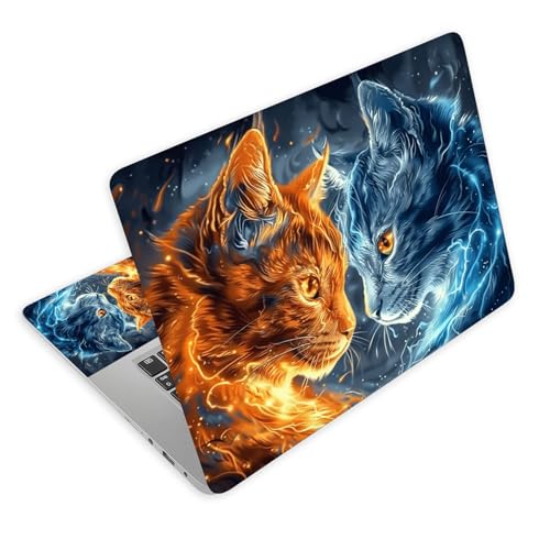 Universal Laptop Skin Decal, 3-Piece Vinyl Protector for 12 13 14 15.6" Notebook, Waterproof Anti-Scratch, Easy Trim & Bubble-Free Finish, Orange and Blue Cats - color: Orange and Blue Cats