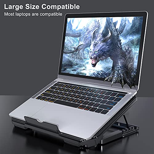 LIENS Laptop Cooling Pad with Adjustable Height Two 5.1 Inches Fan 2 USB Ports Suitable for 12"-15.6" Laptops（Black） - color: black