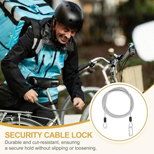 PATIKIL Security Cable Lock (1/8" Dia 6.6ft, Clear) Vinyl Coated 304 Stainless Steel Double Loop Flexible Wire Rope Safety Cable with Quick Links Locking Connectors - color: Clear, size: 1/8" x 6.6ft