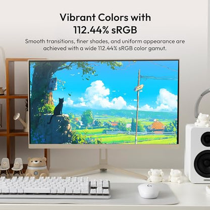 Pixio PX248 Wave Beige 24 inch 200Hz Refresh Rate FHD 1080p Resolution Fast IPS Panel 1ms GTG Response Time Built-in Speakers Gaming Monitor with Adaptive Sync - color: Beige