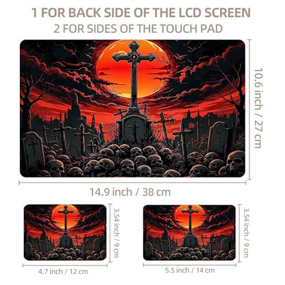 Universal Laptop Skin Sticker for 12/13/14/15.6 Inch Laptops, Reusable Vinyl Laptop Decal Cover, Waterproof Scratch Resistant Notebook Skin with 2 Wrist Pads,Crossed Skulls - color: Crossed Skulls