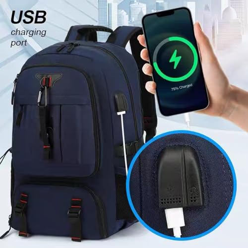 Travel laptop backpack, Extra Large 60L Traveling College Backpack,Large Capacity Backpack for Men Women,Fits 17 Inch Computer, USB Charging Port, Blue - color: 60l Blue