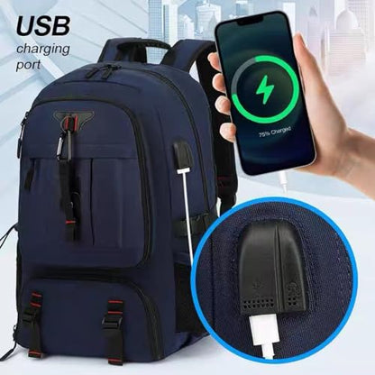 Travel laptop backpack, Extra Large 60L Traveling College Backpack,Large Capacity Backpack for Men Women,Fits 17 Inch Computer, USB Charging Port, Blue - color: 60l Blue