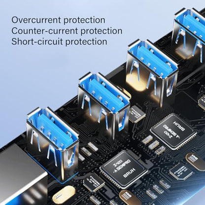7 Port USB3.0 Adapter with 3 Type C and Individual Switches 5Gbps Fast Data Transfer Expansion Dock for Laptops PC
