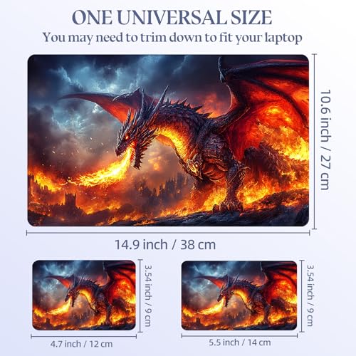 Universal Laptop Skin Sticker Decal,15.6 Inch Laptop Vinyl Cover for 13" 14" 15.6" Laptop,Scratch-Resistant Waterproof Protector Wrap,Reusable with Wrist Pads,Fiery Dragon - color: Fiery Dragon