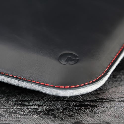 Casemade Real Leather Laptop Sleeve for MacBook Pro & Air Fits 13, 14, 15 & 16 Inch - Genuine Full Grain Leather with Soft Wool Lining (15 inch - MacBook Air M2/M3/M4/M5) - color: Black, size: 15" Air M2-M5