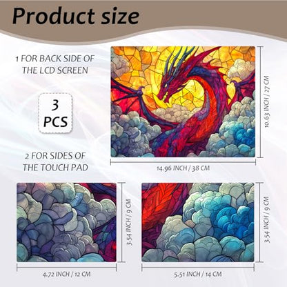 Laptop Skin 12.1-15.6 inch Removable Universal Reusable Laptop Sticker Decal,Waterproof No Residue Vinyl Cover,Scratch-Resistant Cuttable Full Wrap Sticker for Notebook, Stained Glass Red Dragon - color: Stained Glass Red Dragon