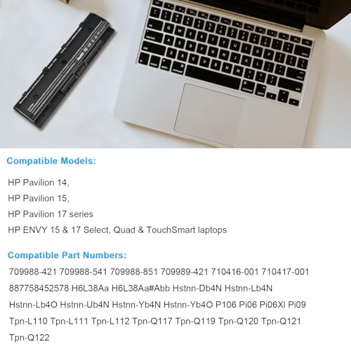 Futurebatt PI06 PI09 710416-001 710417-001 Laptop Battery for HP Pavilion 14-E000 15 15-E000 15t-e000 17-E000 Envy 14 15 15T 17 M7 Touchsmart 17-J000 Notebook - size: PI06 8.86 3.15 1.38in