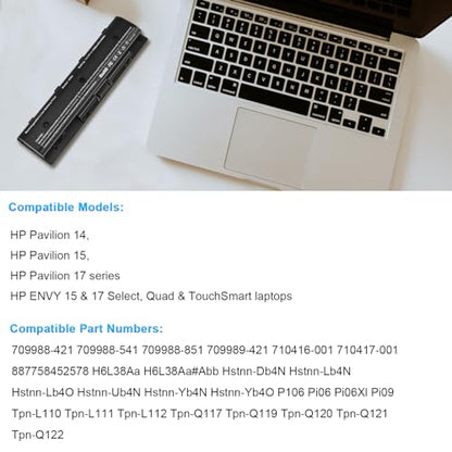 Futurebatt PI06 PI09 710416-001 710417-001 Laptop Battery for HP Pavilion 14-E000 15 15-E000 15t-e000 17-E000 Envy 14 15 15T 17 M7 Touchsmart 17-J000 Notebook - size: PI06 8.86 3.15 1.38in
